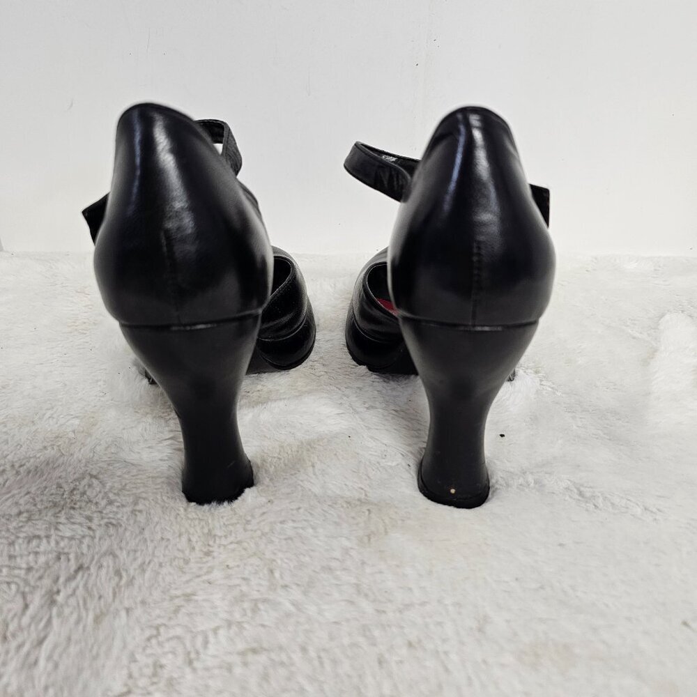 To The Max Black Peep Toe Pinup Punk Retro Ankle Strap Heels Size 6 - Picture 7 of 16